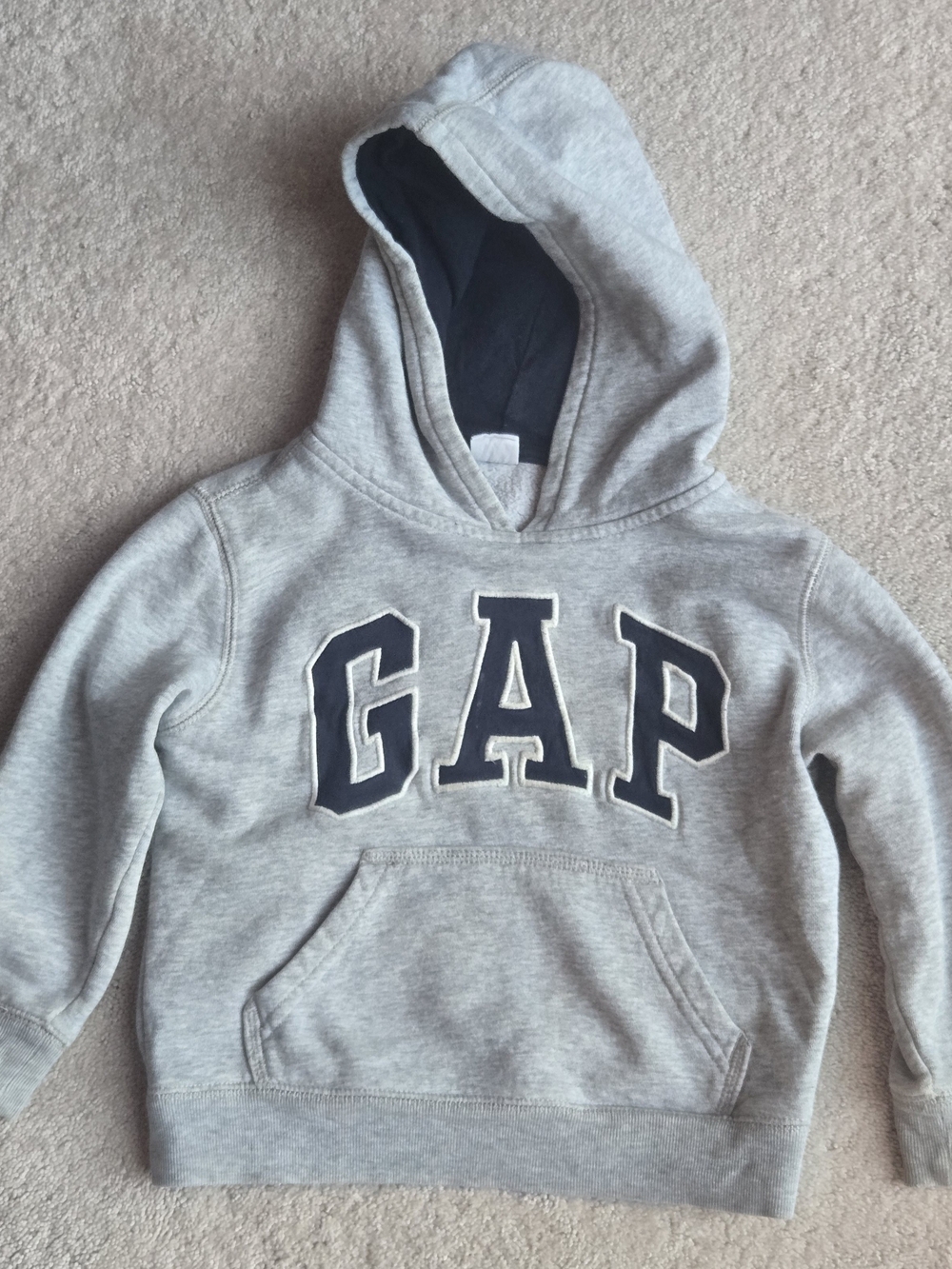 GAP Kids Light Gray Hoodie with Navy Logo